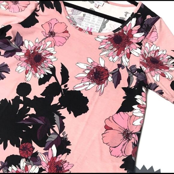Pink LuLaRoe Morgan T NWT floral print - Picture 1 of 2
